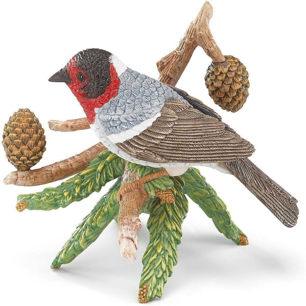 Lenox Red Faced Warbler Garden Bird Figurine Pine Cones Branch Christmas LE NEW0