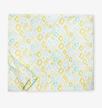 Sferra Geometrico Queen Duvet Set 3PC Aqua Yellow Diamond Percale Print Italy Ne8