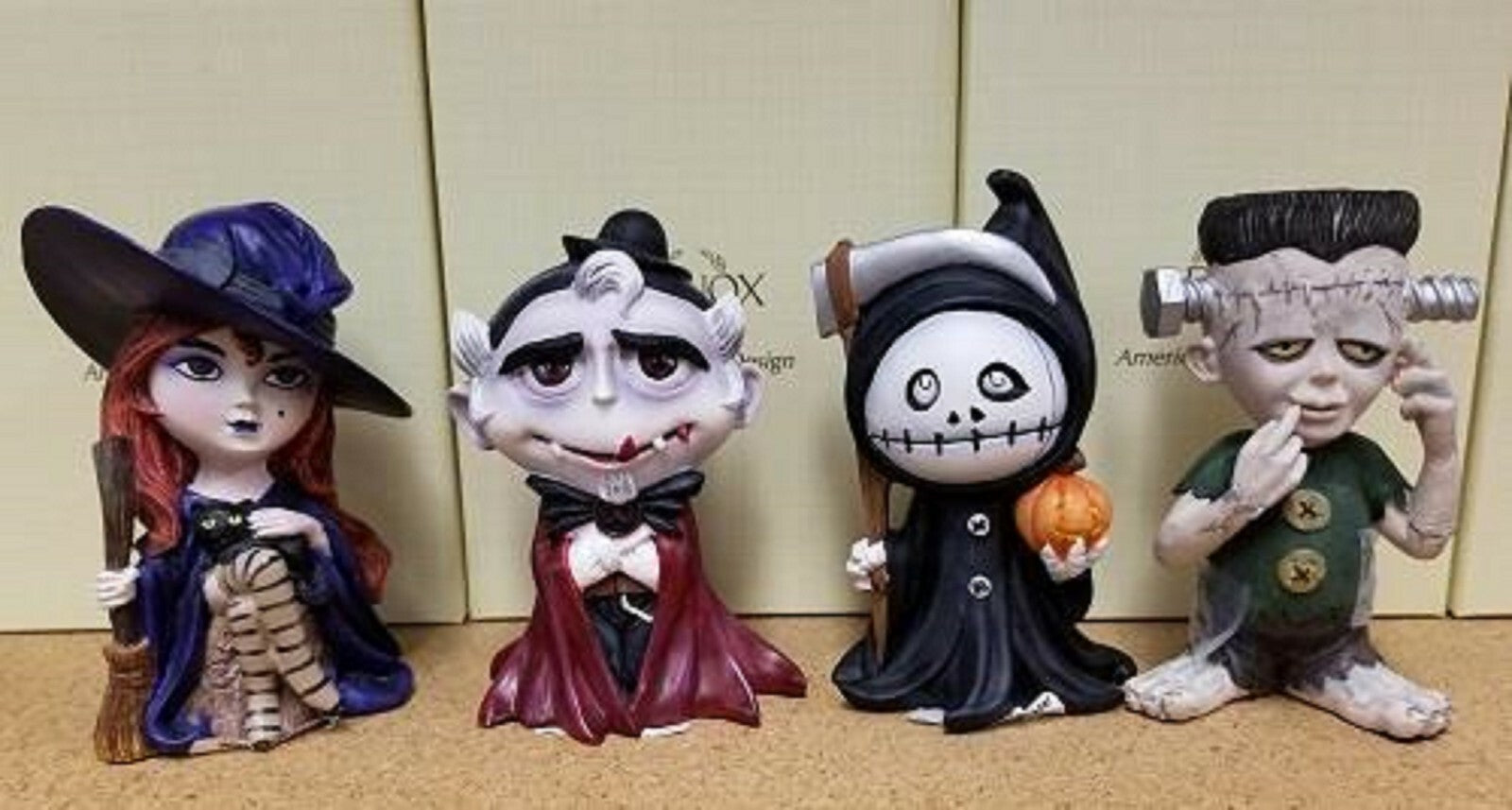 Lenox Halloween Spooky Town Figurines Witch Vampire Frankenstein Grim Reaper NEW1