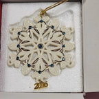 Lenox 2016 Gemmed Snowflake Ornament Annual Green Gold Crystals Christmas NEW6