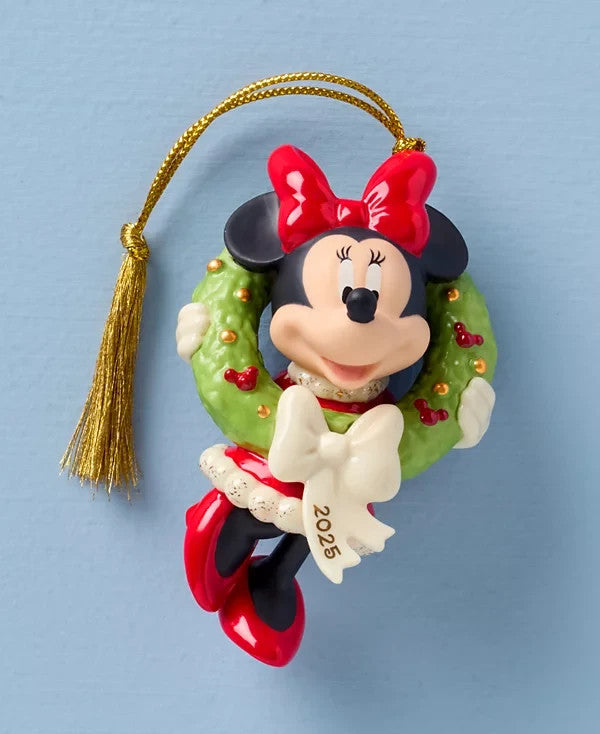 Lenox Disney 2025 Minnie Ornament Figurine Mouse Holding A Wreath Christmas NEW0