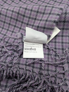 Yves Delorme Purple Gabriel Throw Blanket Fringed Houndstooth Merino Wool NEW4