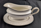 Lenox Pearl Innocence Gravy Boat & Stand Sauce 2PC Platinum Enamel USA NEW BOXED8