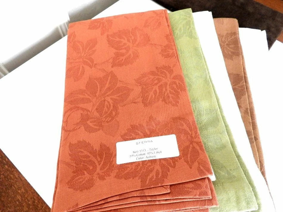 Sferra Taylor Ivory Dinner Napkins Set 4 Floral Jacquard Linen Blend 20"x20" NEW5