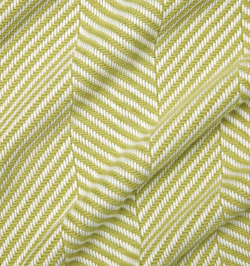Sferra Costa Green Throw Blanket Kiwi Fringed Herringbone Weave Cotton 50x70 NEW2