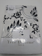 Yves Delorme Silhouette Queen Flat Sheet Black White Print Pink Cuff Percale NEW15