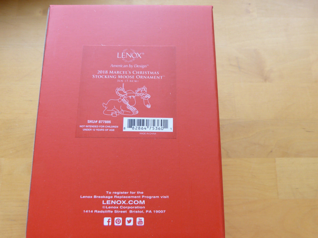 Lenox 2018 Moose Figurine Ornament Annual Marcel's Christmas Stocking Teddy NEW3