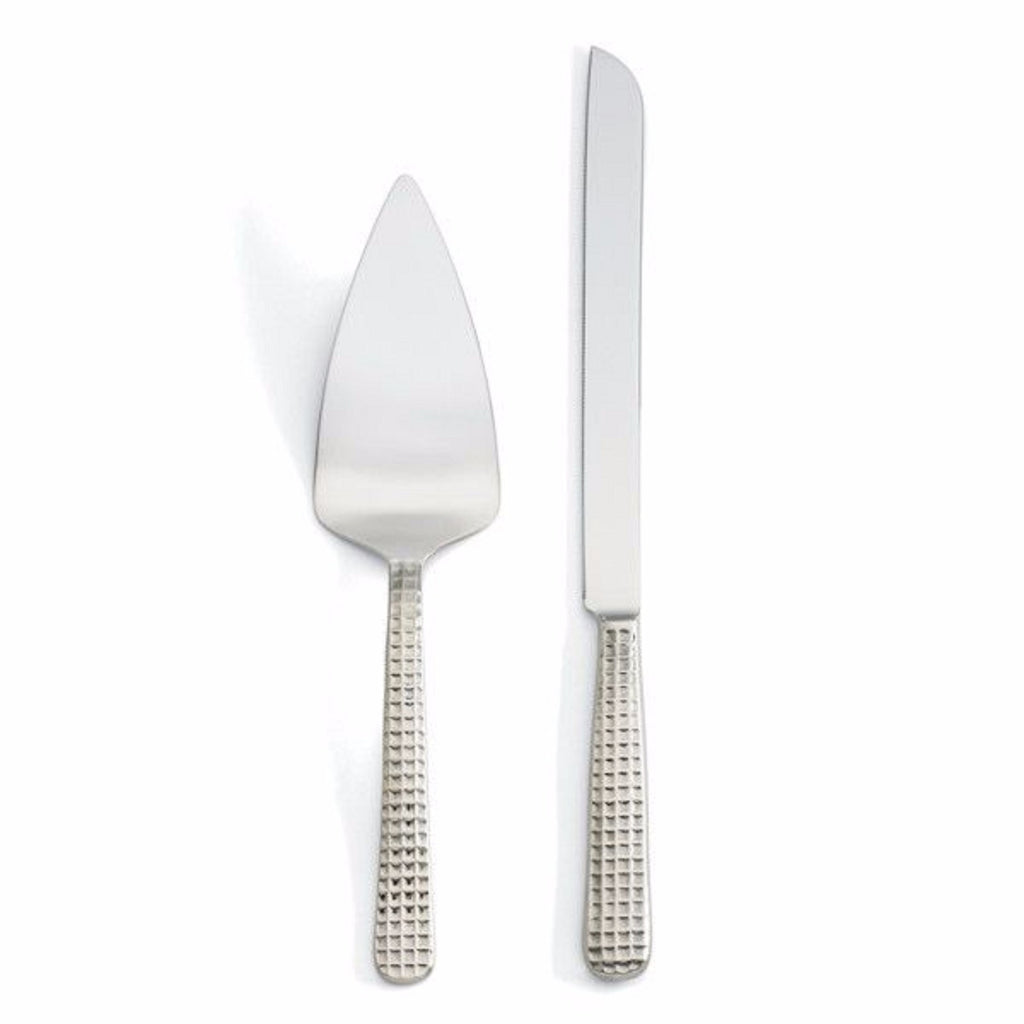 Wainwright Manhattan Platinum Cake Server And Knife Set Textured Handles NEW0