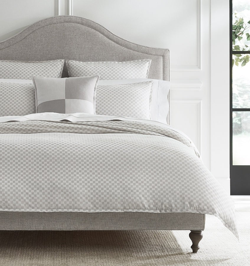 Sferra Macchia Grey Standard Shams Pair  Basketweave Cotton Jacquard Italy NEW3