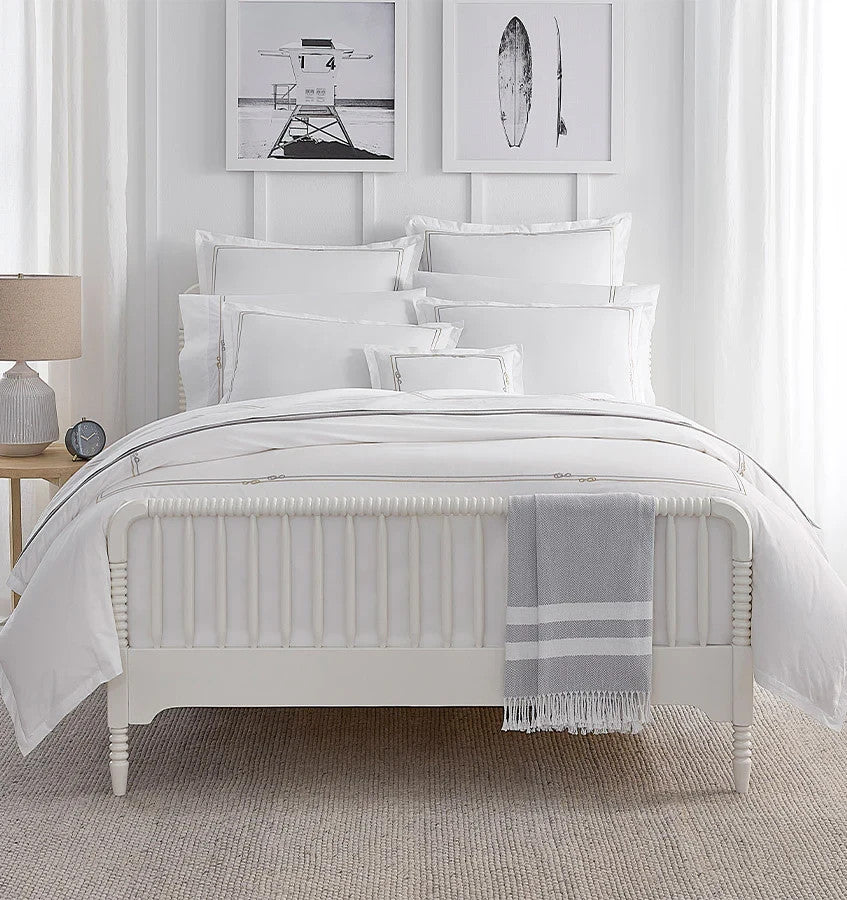Sferra Squillo White Twin Duvet Platinum Satin Stitch Embroidery Youth Italy NEW1