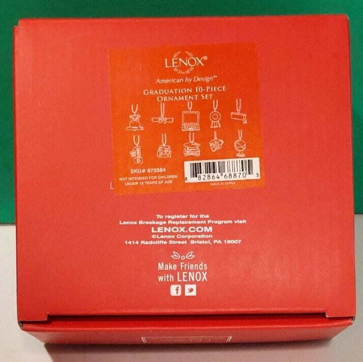 Lenox Graduation Miniature Tree Ornaments Set Of 10 Diploma Cap Owl Award NEW6