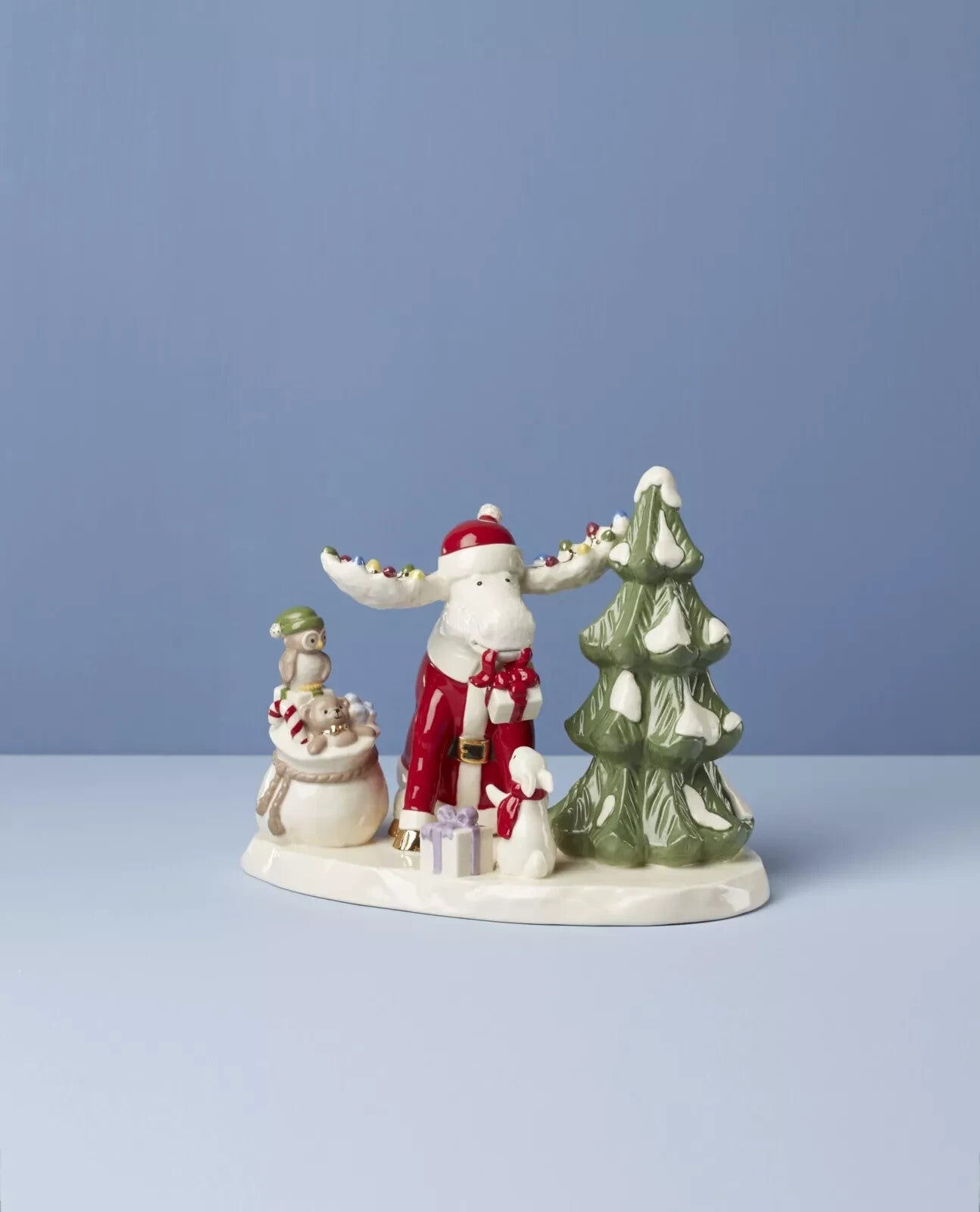 Lenox  Marcel The Moose Christmas Party Figurine Bag Of Toys Rabbit Owl Tree NEW2
