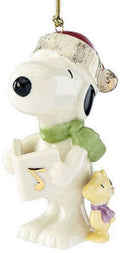 Lenox Peanuts Christmas Caroling With Snoopy Figurine Ornament Woodstock Dog NEW0