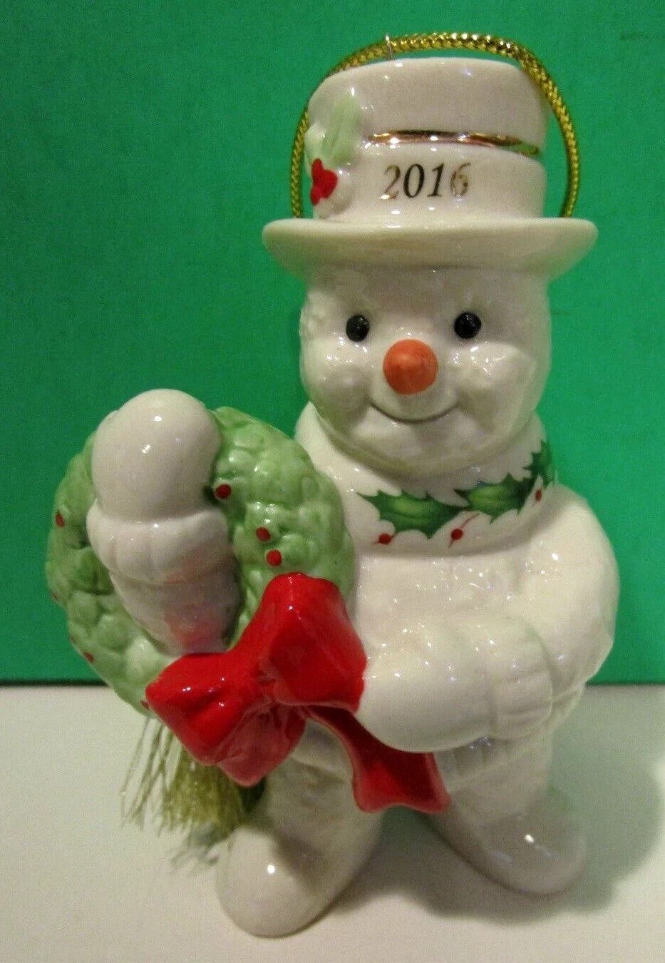 Lenox 2016 Snowman Figurine Ornament Annual Happy Holly Days Christmas NEW8