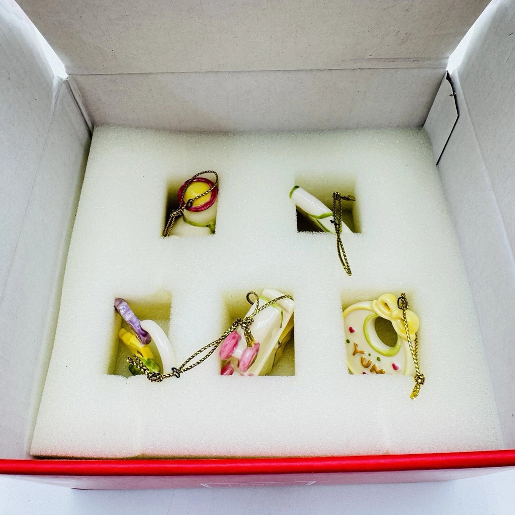 Lenox Baby Memories Mini Tree Ornaments Set 10 Booties Rattle Blocks Bottle NEW6