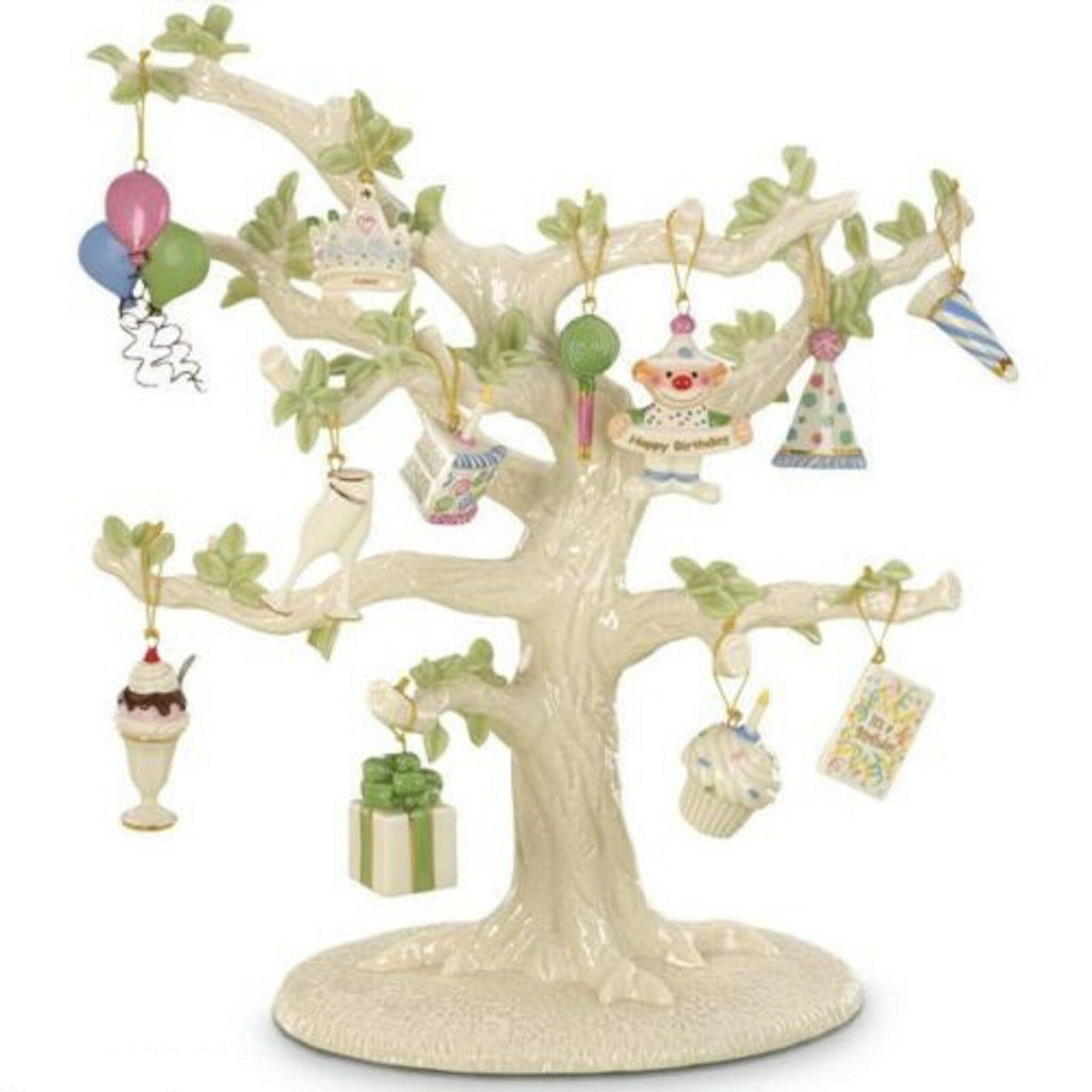 Lenox Happy Birthday Mini Tree Ornaments 12 PC Hat Crown Cake Clown Balloons NEW7