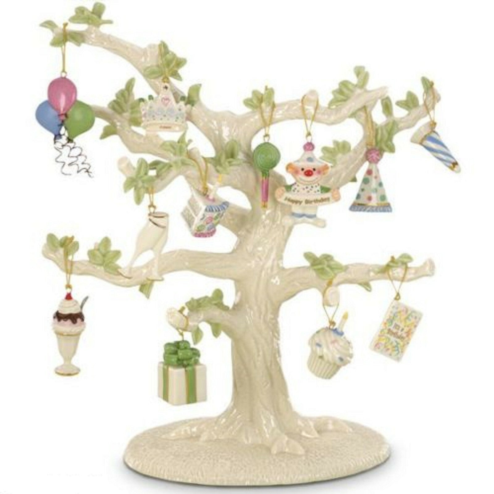Lenox Happy Birthday Mini Tree Ornaments 12 PC Hat Crown Cake Clown Balloons NEW7
