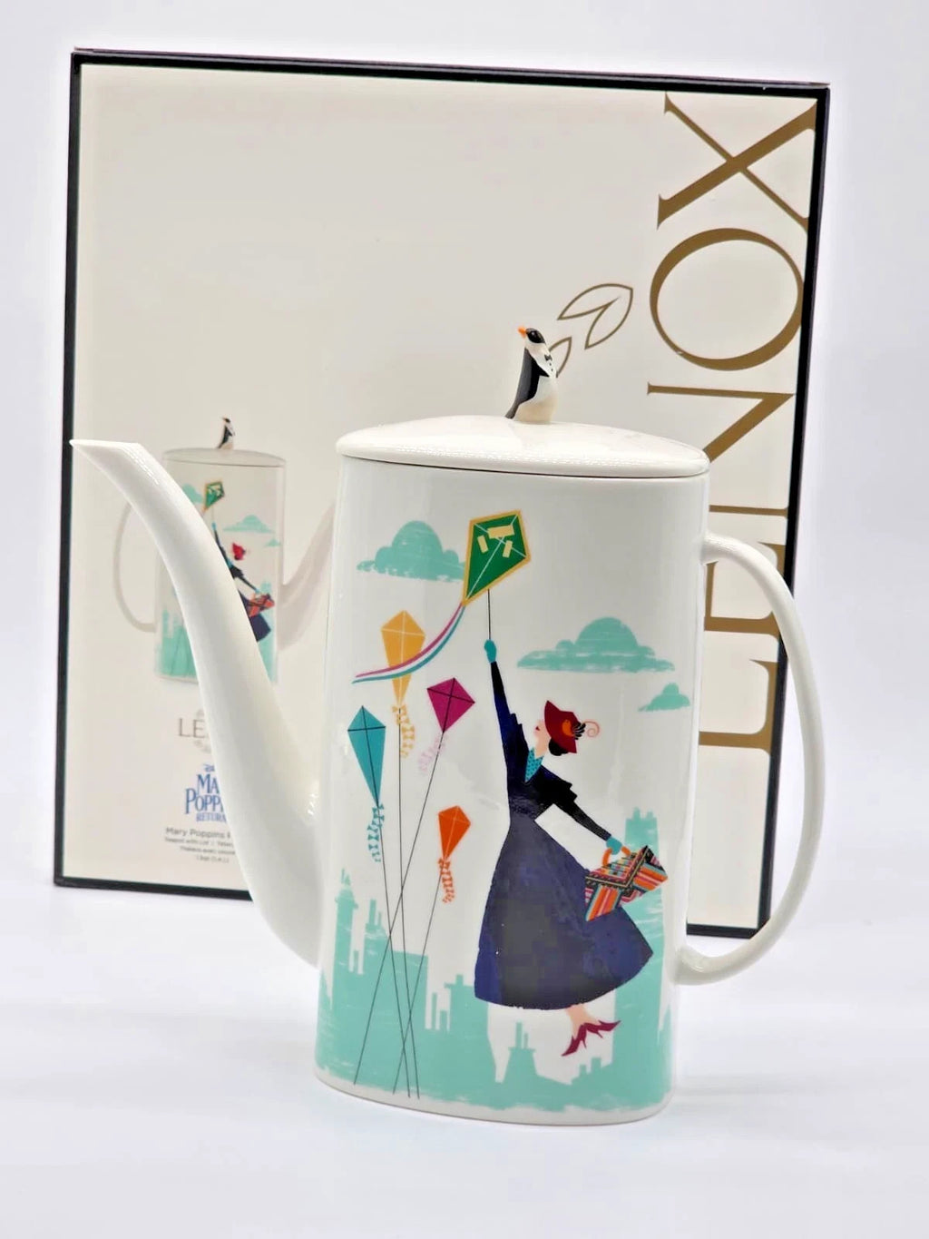Lenox Disney Mary Poppins  Returns Teapot & Lid Kite Umbrella Penguin 1.5 QT NEW2