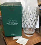 Lenox Irish Spring Crystal Mackenna Flower Vase 10" Diamond Cut Ireland Gift NEW2