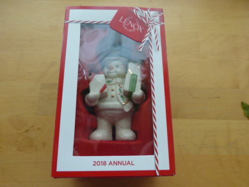 Lenox 2018 Snowman Figurine Ornament Annual Gifts Galore Happy Holly Days NEW3