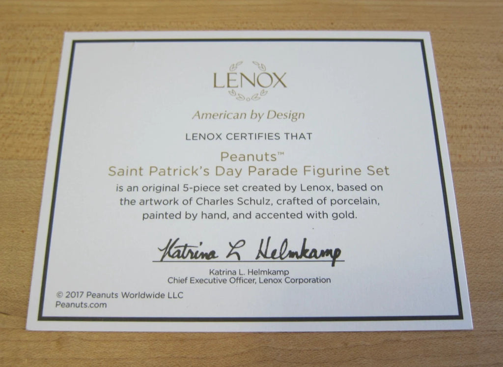 Lenox Peanuts St Patrick's Day Parade Figurines Irish Charlie Brown Snoopy NEW11