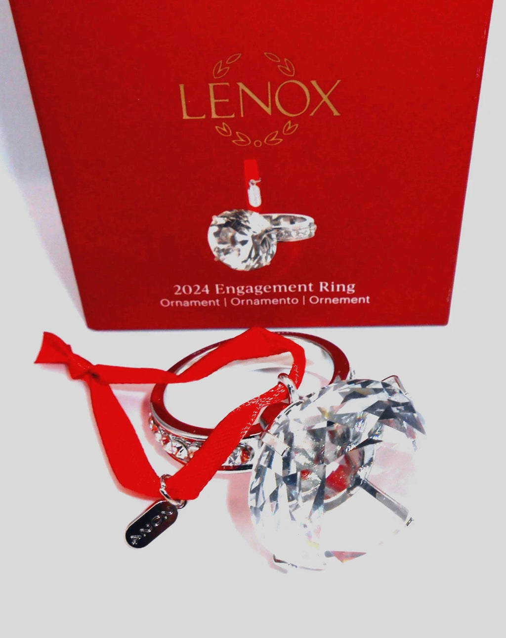 Lenox 2024 Engagement Ring Ornament Wedding Proposal Crystal Christmas Gift NEW10