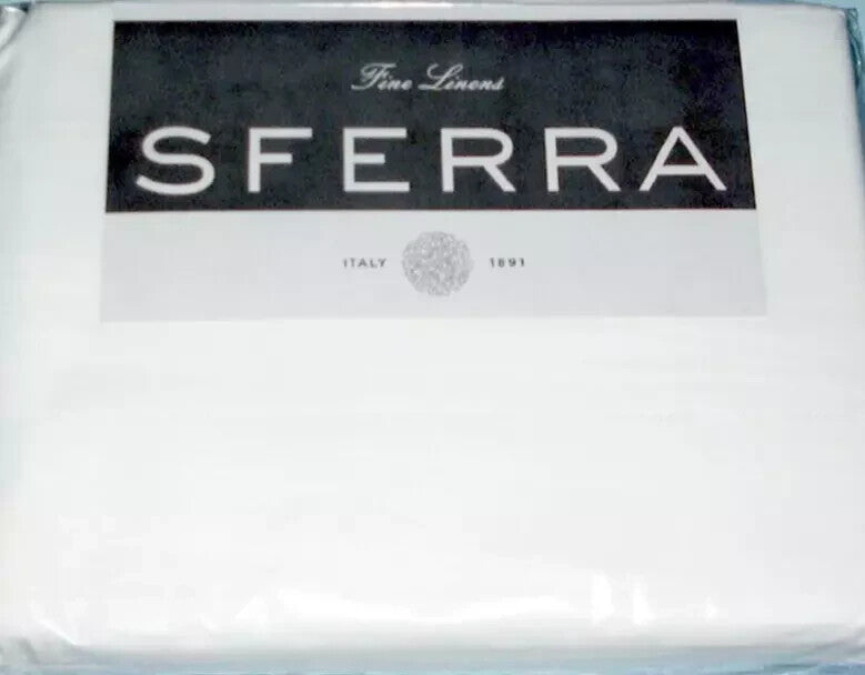 Sferra Gino White Queen Sheet Set 4 PC Solid 100% Cotton Percale 450TC Italy NEW0