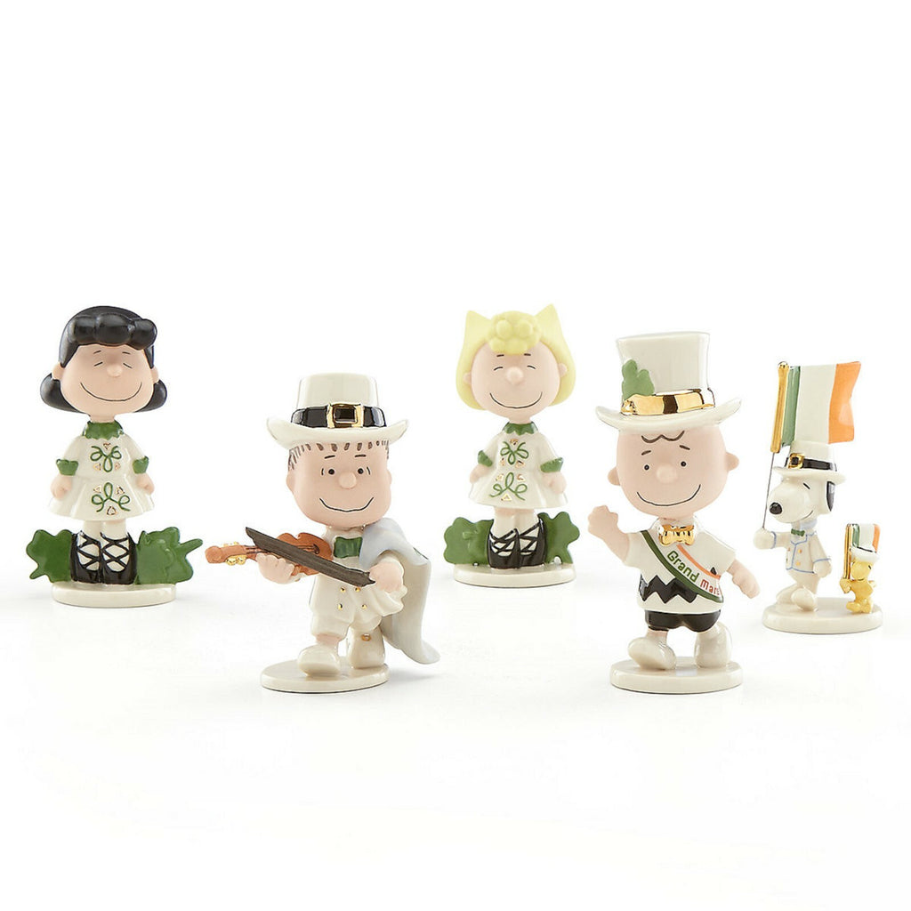 Lenox Peanuts St Patrick's Day Parade Figurines Irish Charlie Brown Snoopy NEW0