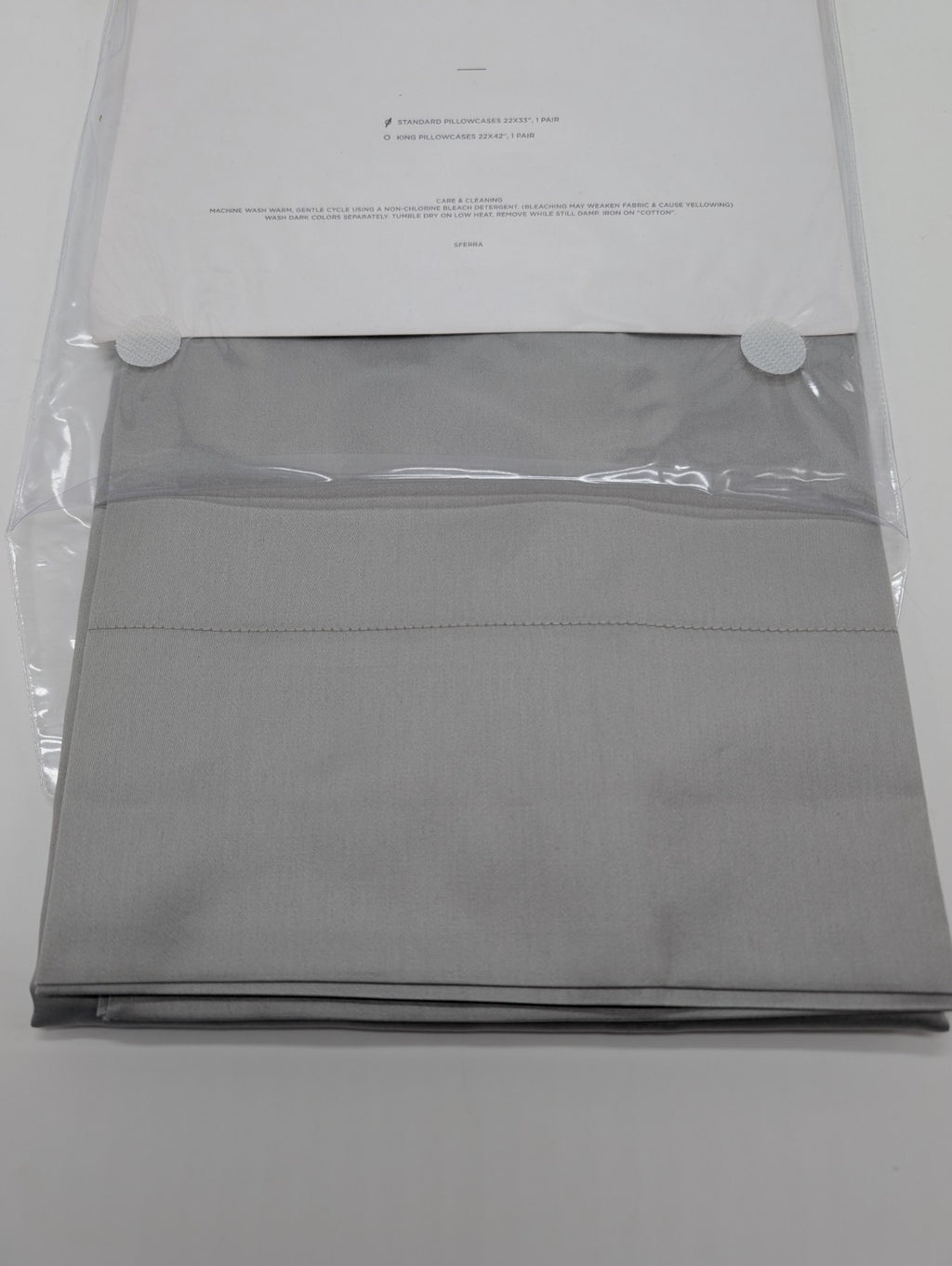 Sferra Giotto Gray Standard Pillowcases Flint Pair Solid Cotton Sateen Italy NEW2