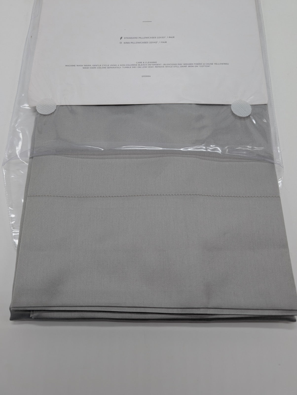 Sferra Giotto Gray Standard Pillowcases Flint Pair Solid Cotton Sateen Italy NEW2