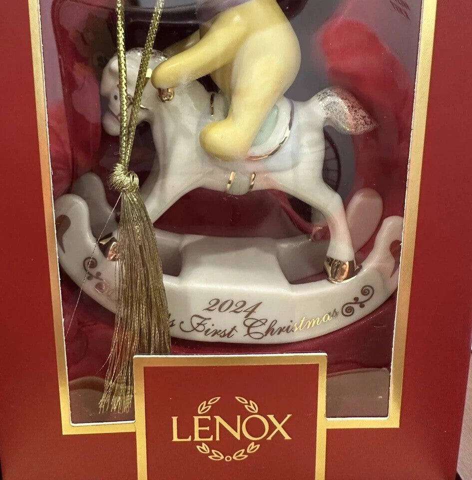 Lenox Disney 2024 Pooh Baby's 1st Christmas Rocking Horse Ornament First NEW5