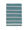 Sferra Marice Blue Throw Blanket Stripes Fringed Wool Silk Oversized Italy NEW0
