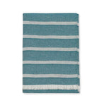 Sferra Marice Blue Throw Blanket Stripes Fringed Wool Silk Oversized Italy NEW0