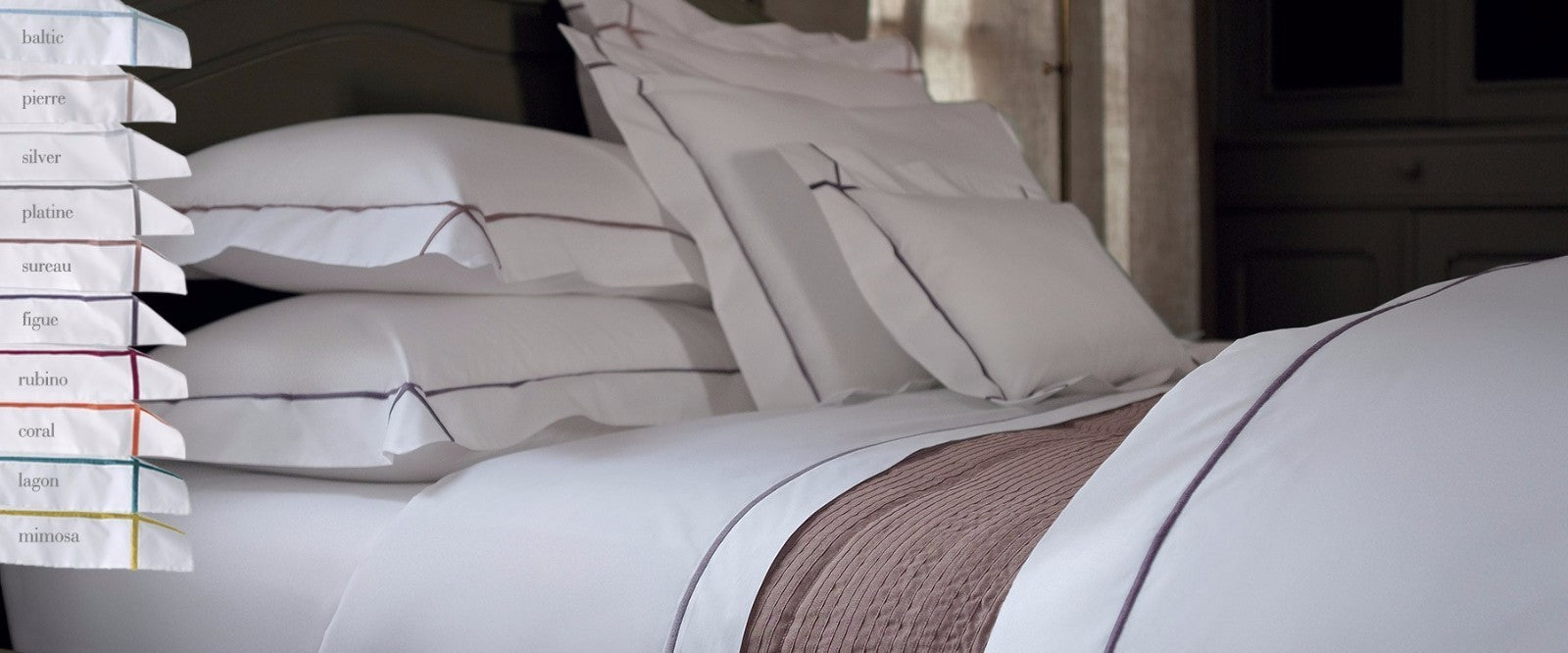 Yves Delorme Athena Queen Duvet Euro Set 3PC Aqua Stripes Egyptian Percale NEW9