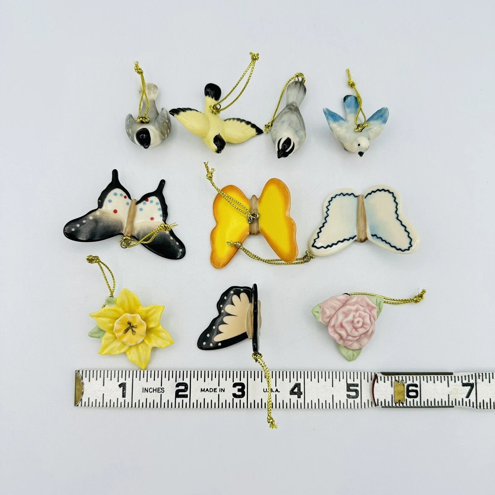Lenox Spring Easter Mini Tree Ornaments Set 10 Flower Bird Butterfly Retired NEW14