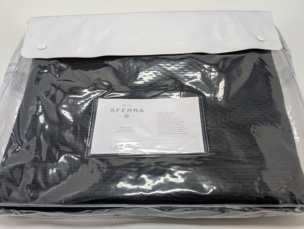 Sferra Perrio Black Twin Coverlet Solid Geometric Cotton Matelassé Portugal NEW7