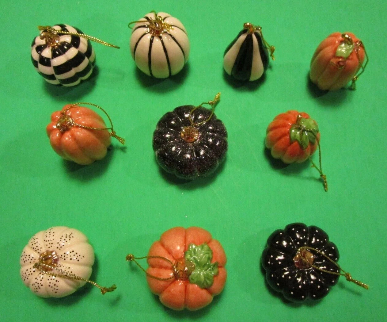 Lenox Mini Pumpkin Ornament 10 PC. Set Thanksgiving Halloween Autumn Gourds New2