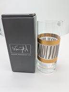 Lenox Wainwright La Rochelle Highball Glasses Set 4 Gold & Platinum Stripes NEW4