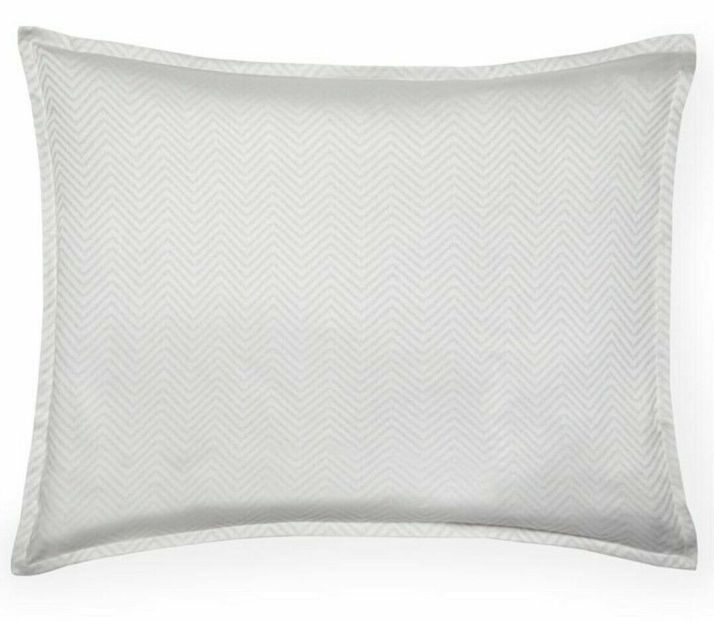 Sferra Illura Grey Standard Sham Chevron Print 100% Cotton Jacquard Italy NEW0