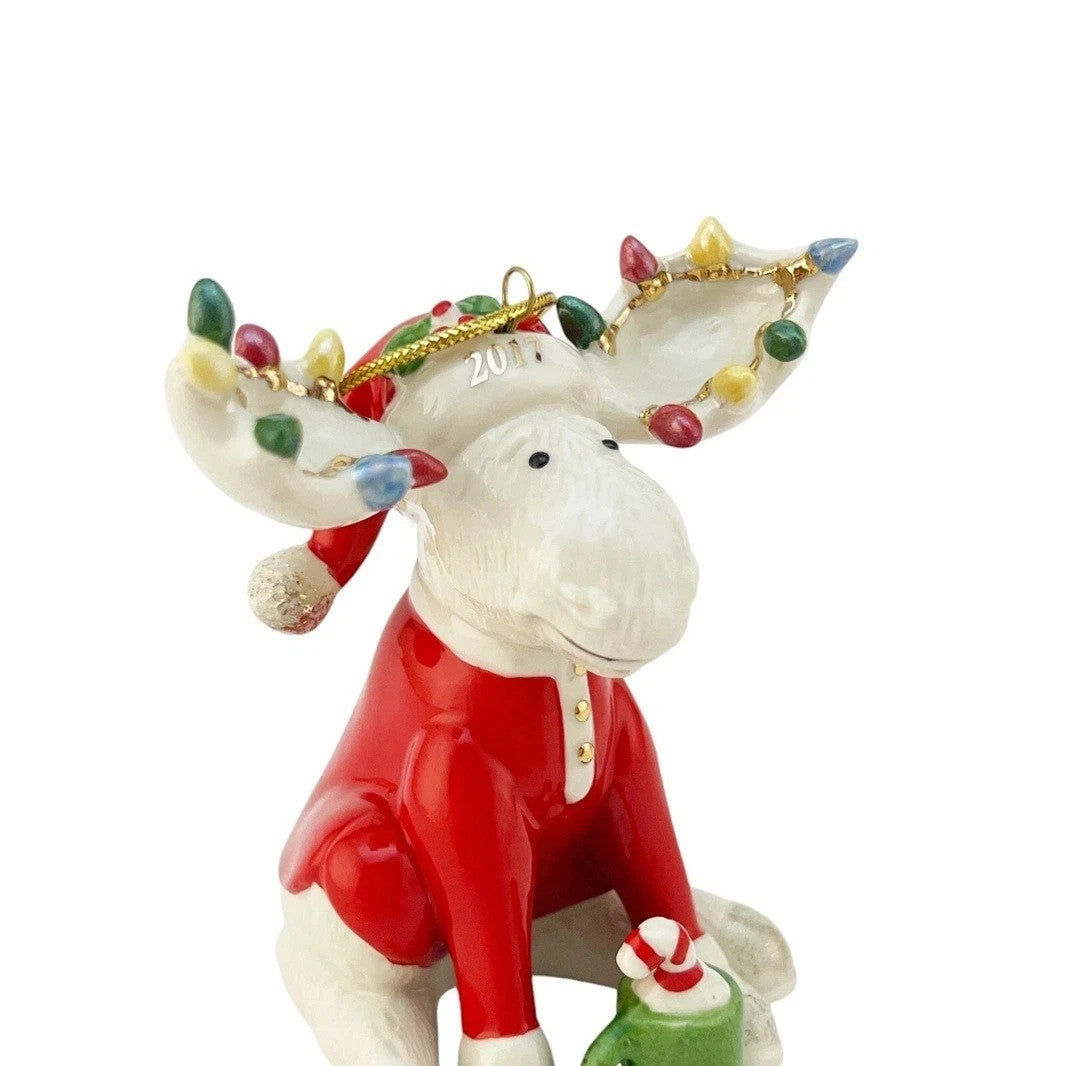 Lenox 2017 Bedtime Moose Ornament Figurine Annual Marcel Pajamas Christmas NEW3