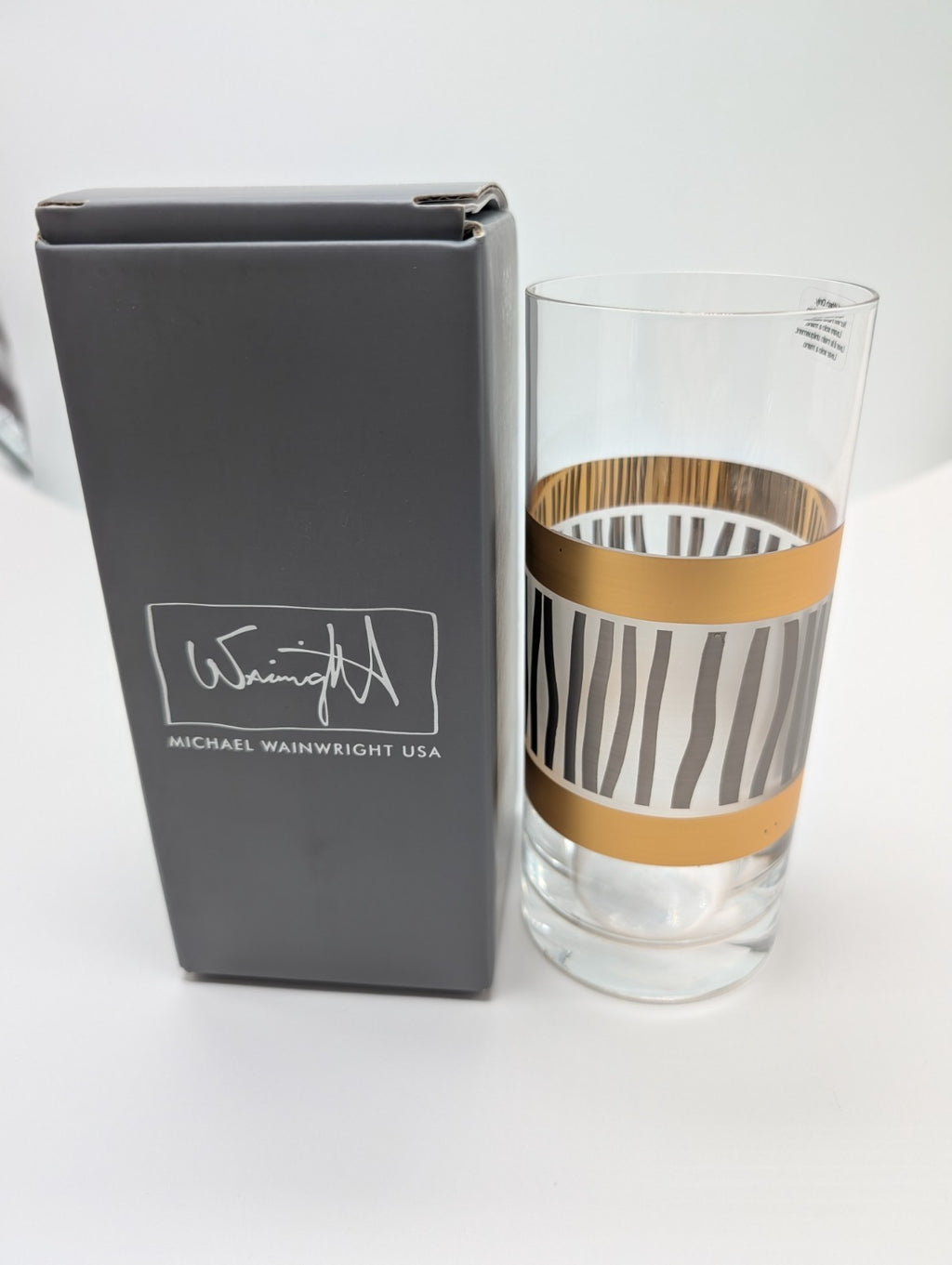 Lenox Wainwright La Rochelle Highball Glasses Set 4 Gold & Platinum Stripes NEW5