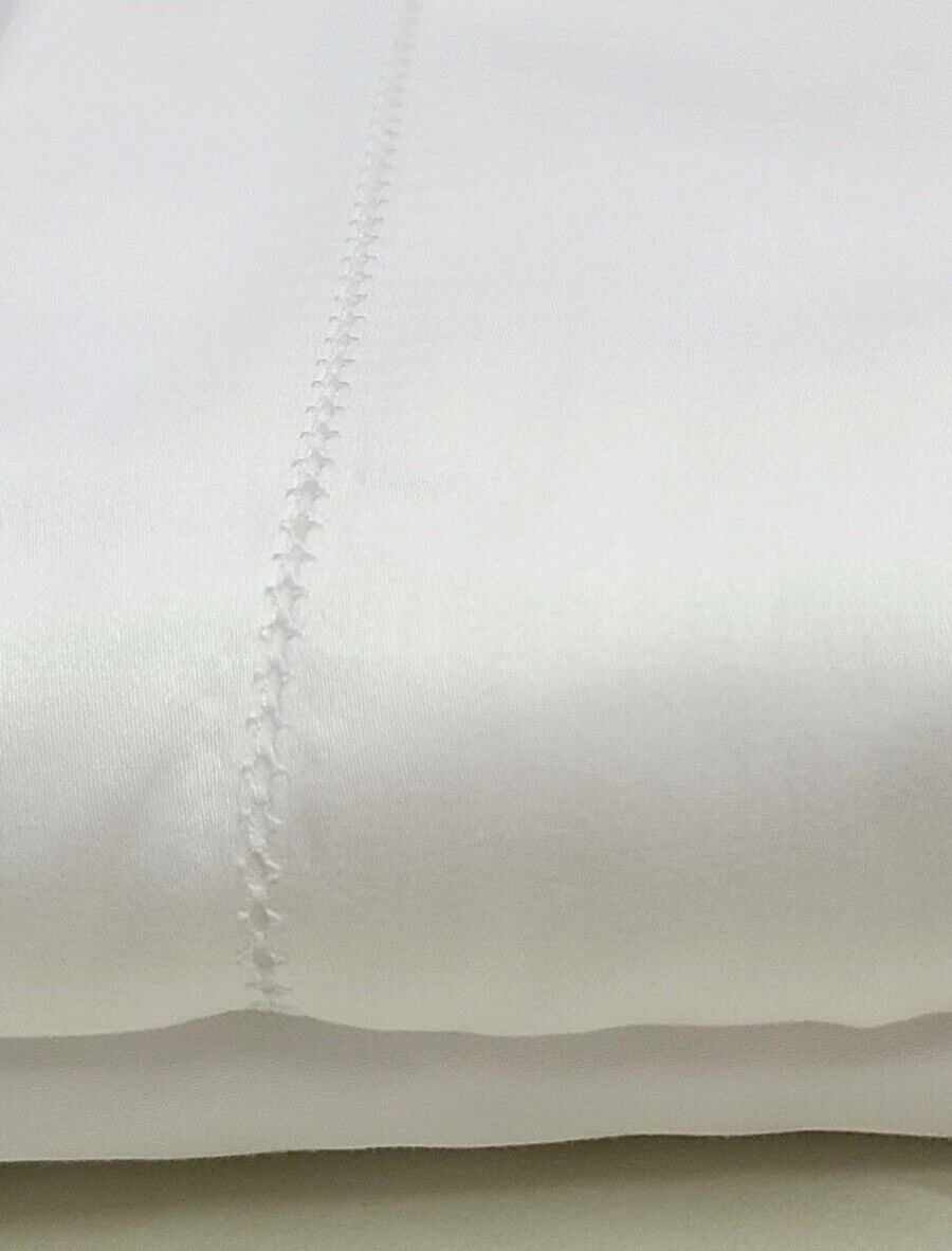 Sferra Matteo White Twin Sheet Set 3PC 100% Cotton Sateen 300TC Dorm Italy NEW2