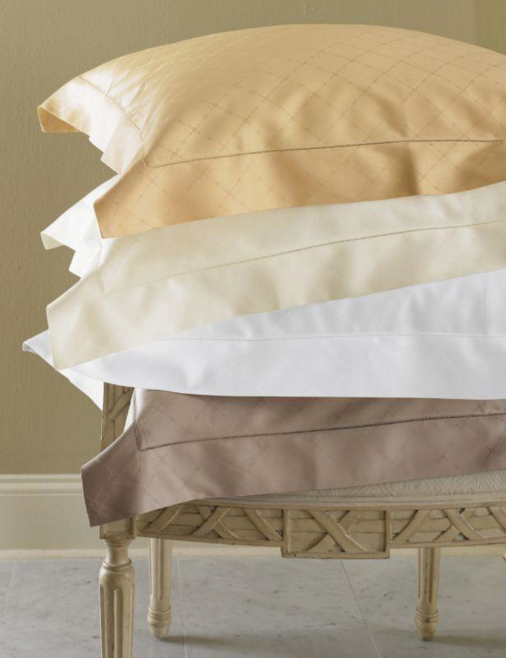 Sferra Colette Gold Queen Flat Sheet Lattice Egyptian Cotton 1020TC Italy NEW8
