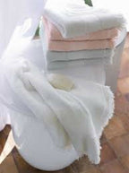 Yves Delorme Aqua Bath Sheet Towel Fringed Cotton Glacier 36"x59" Originel NEW3