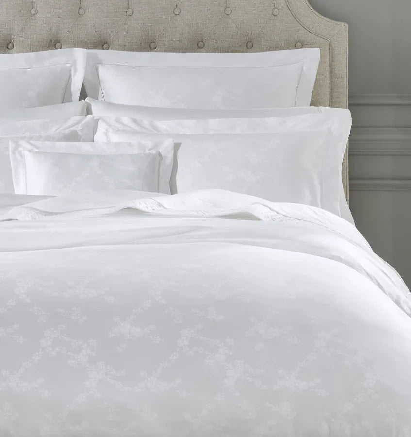 Sferra Giza 45 Natura White Queen Flat Sheet Egyptian Cotton Sateen Jacquard NEW0