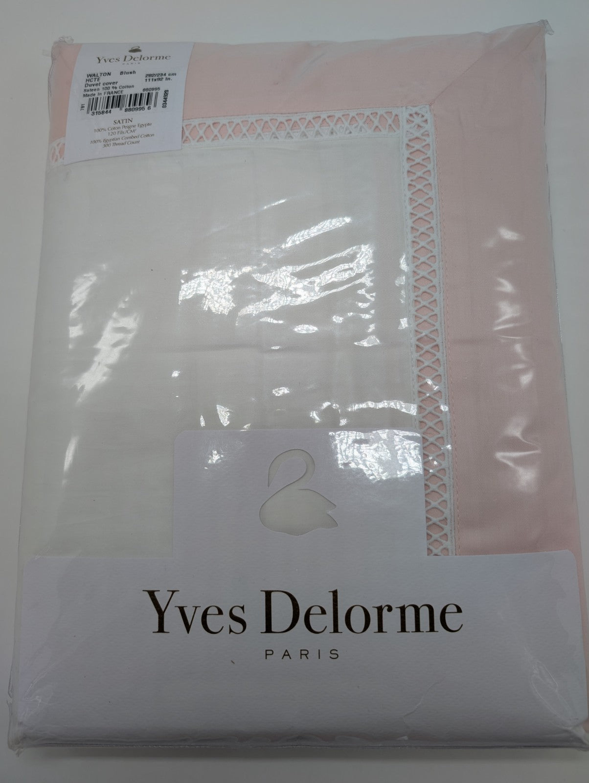 Yves Delorme Walton White  King Duvet Set 3PC  Blush Insert Egyptian Cotton NEW15