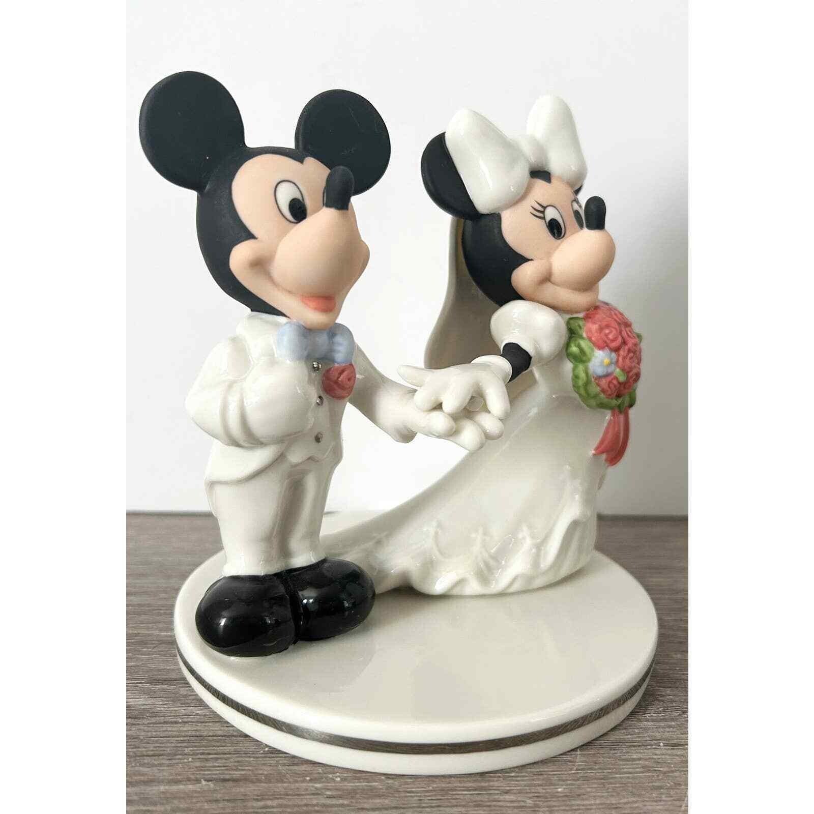 Lenox Disney Mickey & Minnie Mouse Wedding Cake Topper Figurine Bride Groom NEW5