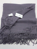 Yves Delorme Purple Gabriel Throw Blanket Fringed Houndstooth Merino Wool NEW0