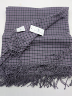Yves Delorme Purple Gabriel Throw Blanket Fringed Houndstooth Merino Wool NEW0