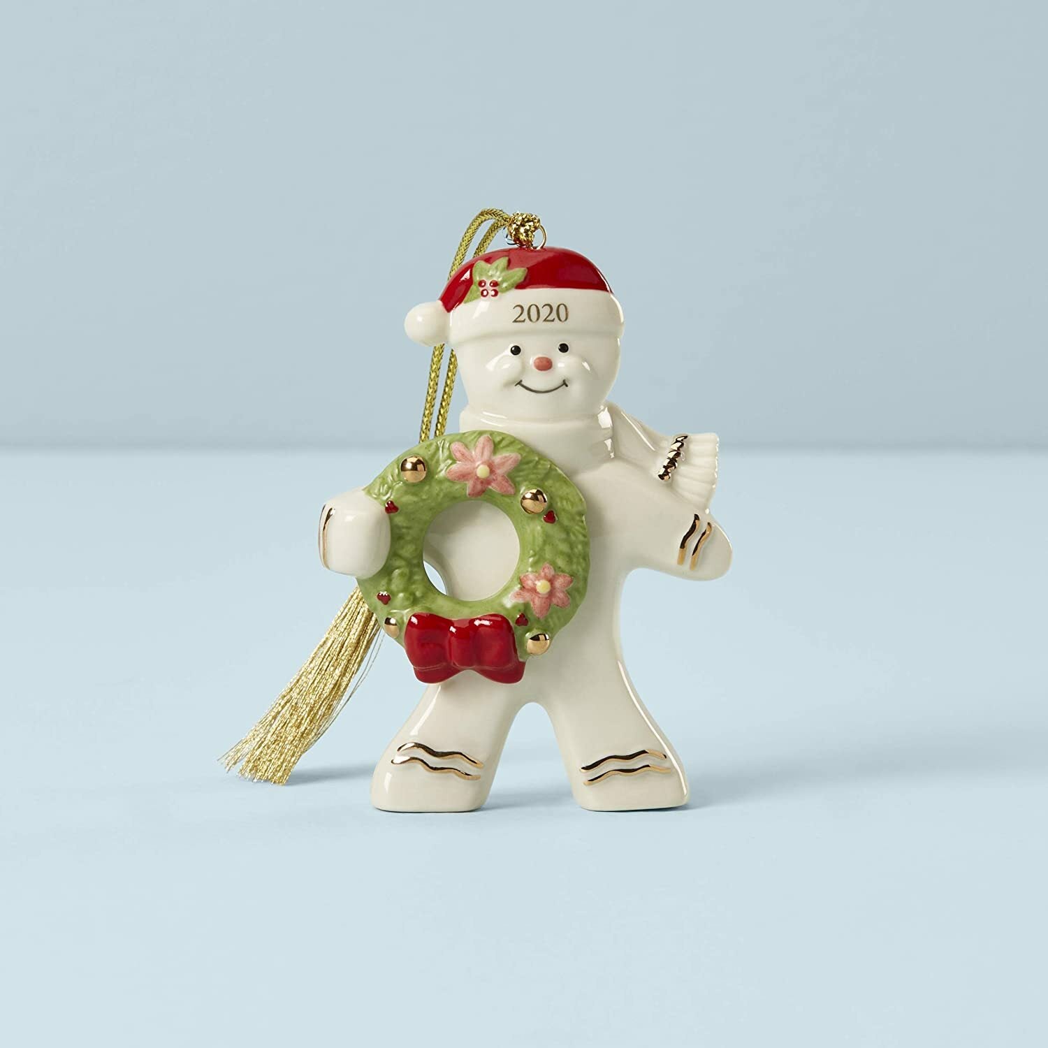 Lenox 2020 Gingerbread Man Ornament Figurine Annual Holding Wreath Christmas NEW1